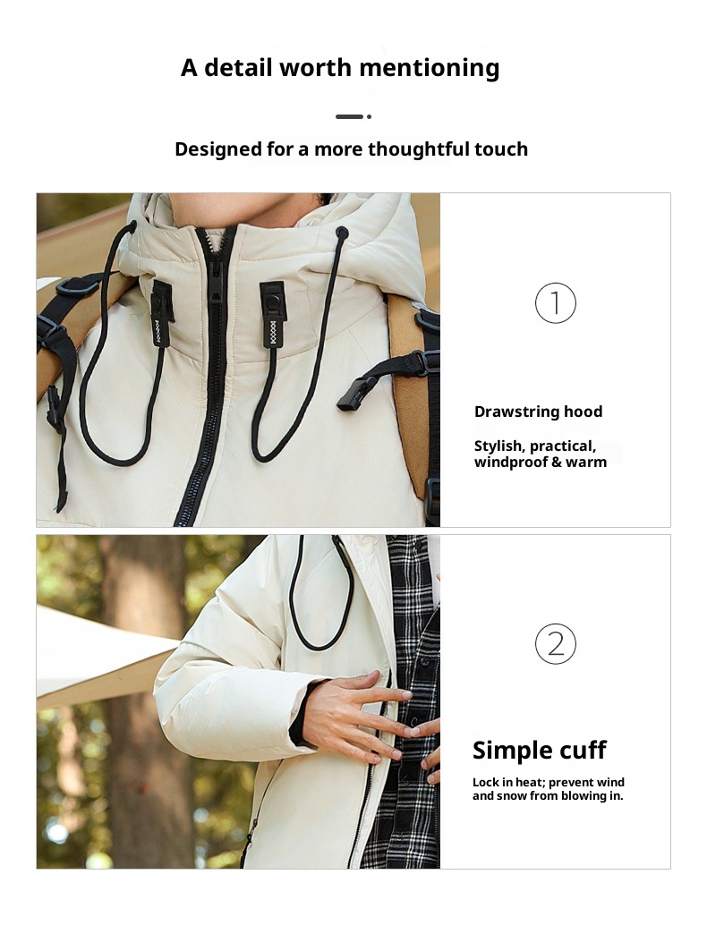 boy Workwear Hooded Short Jacket Men's High-end Warm 90 Down Windproof Heat-retaining Winter Coat Outerwear_voghion.com