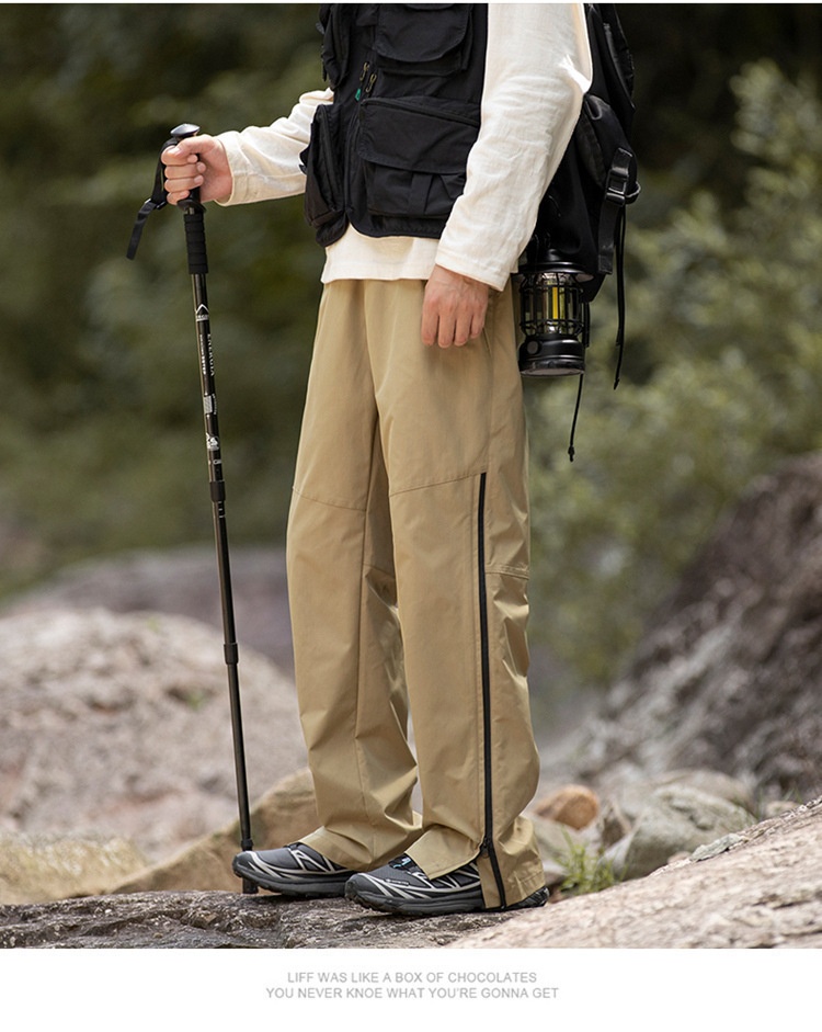 001 Spring And Autumn Outdoor Waterproof Hiking Men, Functional Zipper Straight Leg Cargo Casual Pants For Men_voghion.com