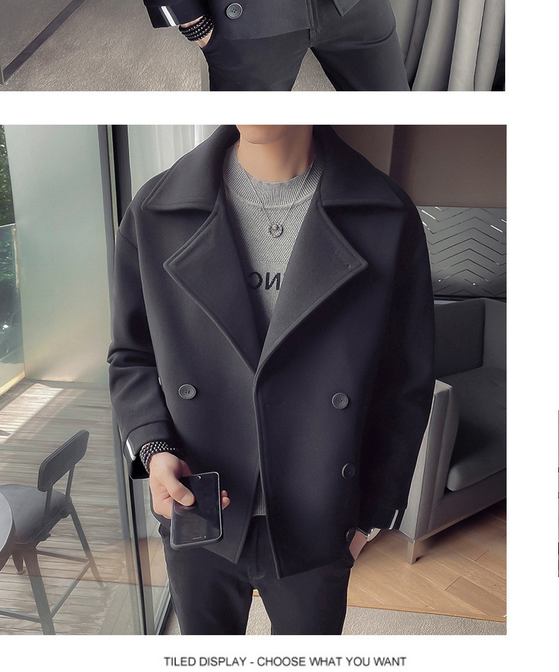 boy Tredy Brad Autum Witer New Me's Short Trech Korea Style British Casual Iteret Celebrity Warm Woole Coat For_voghion.com