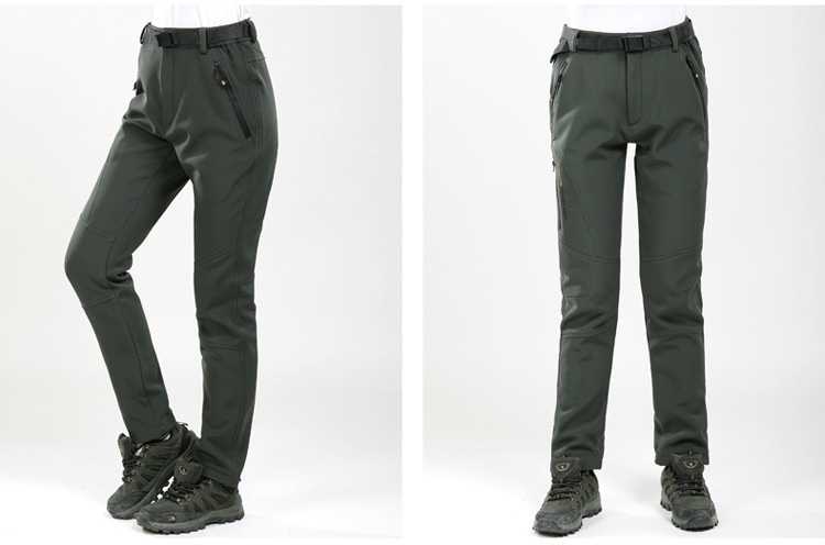 001 Winter Fleece-Lined For Men Women, Windproof And Waterproof, Hiking Pants, Couples' Warm Softshell Pants_voghion.com