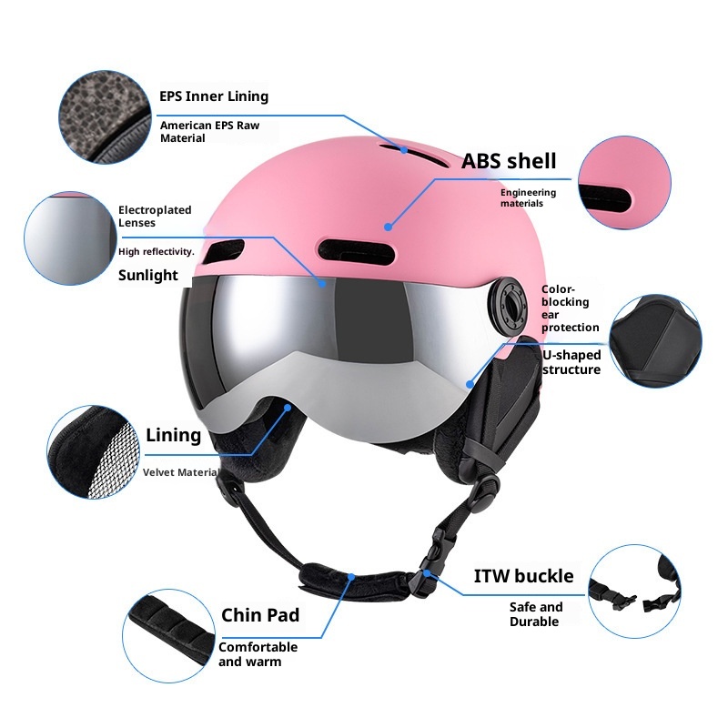 001 Gafas de esquí y nieve para deportes al aire libre, nuevas, transfronterizas, integradas, para hombre y mujer, con casco para esquí y snowboard, cálidas y seguras._voghion.com