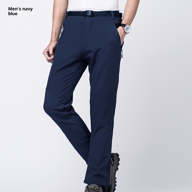 001 Winter Fleece-Lined For Men Women, Windproof And Waterproof, Hiking Pants, Couples' Warm Softshell Pants_voghion.com