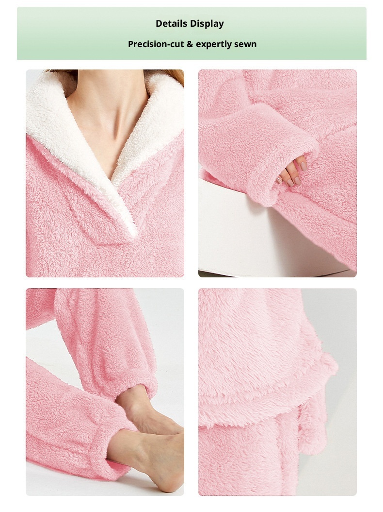 ChicShe Winter Cross-Border Women's Coral Fleece Comfortable Soft Pajamas Sleep Pants European And American Plus Size Homewear_voghion.com