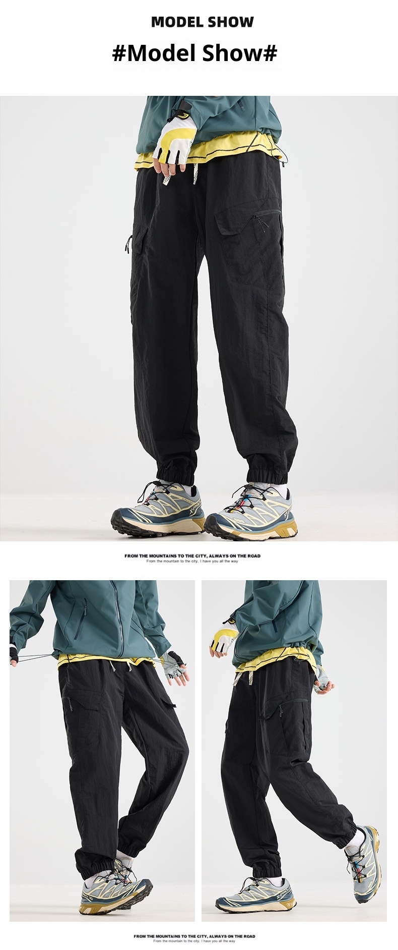 001 Outdoor lichtgewicht sport softshell voor heren en dames, lente en herfst trendy waterbestendige losse cargobroek, wandelen_voghion.com