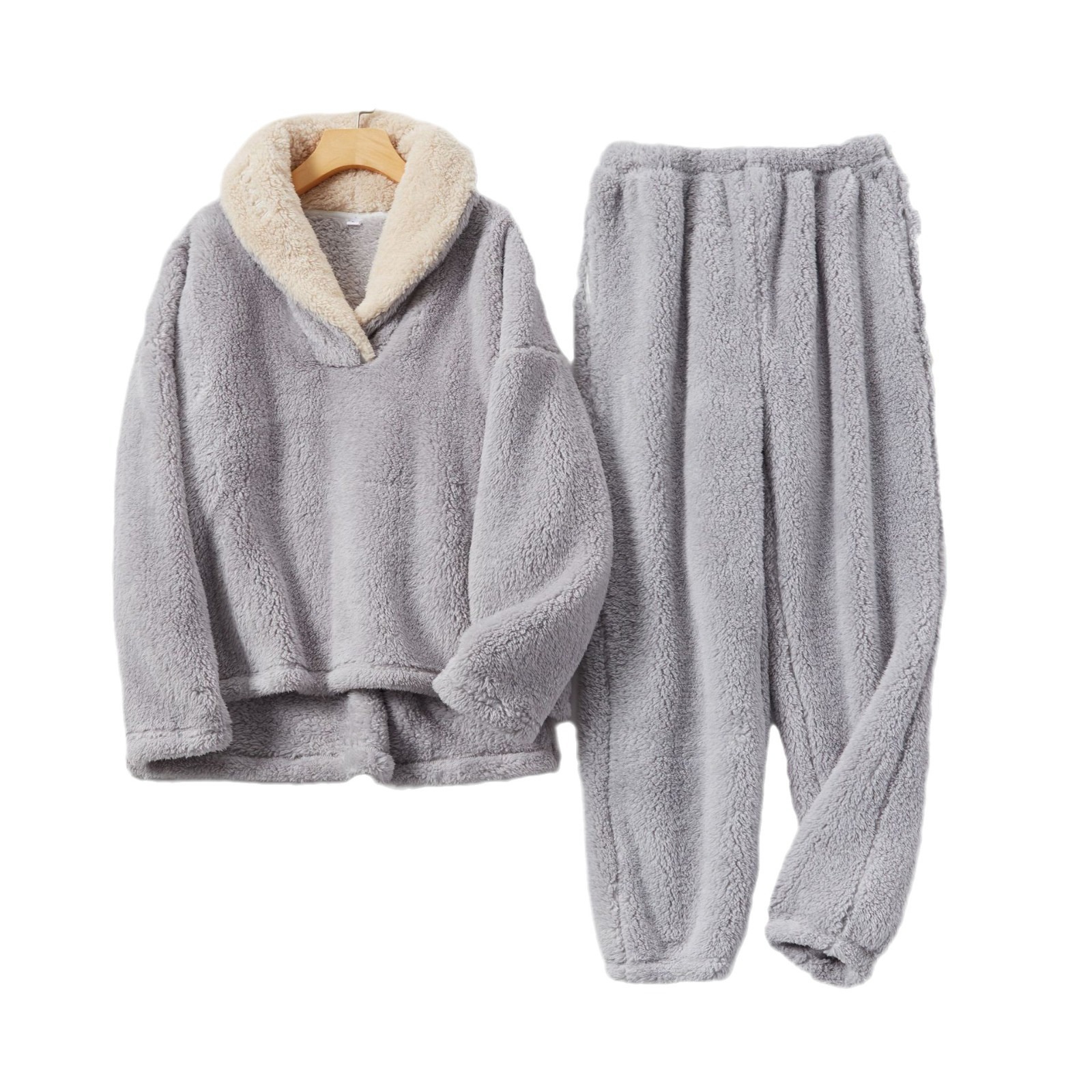 ChicShe Winter Cross-Border Women's Coral Fleece Comfortable Soft Pajamas Sleep Pants European And American Plus Size Homewear_voghion.com