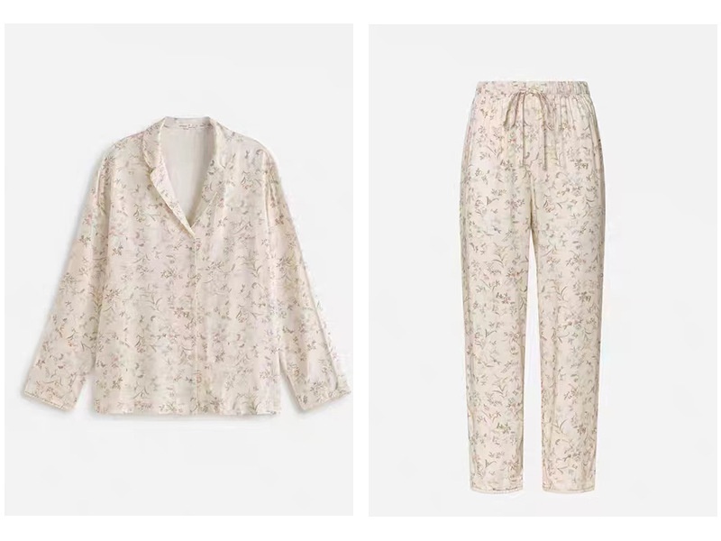 ChicShe Spanish O Marka Kadın İlkbahar Yaz Gül Uzun Kollu Vintage Küçük Çiçekli Pamuklu Rayon Pijama Takımı Kadınlar İçin_voghion.com