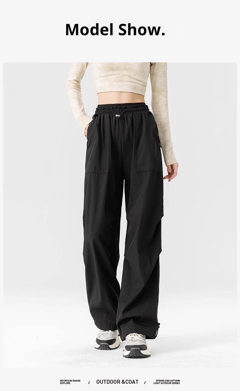 001 Woodpecker Pantalones casuales de verano para mujer, largos, con cordón, sencillos, de cintura alta, adelgazantes, de pierna ancha, para exteriores, para hombre_voghion.com