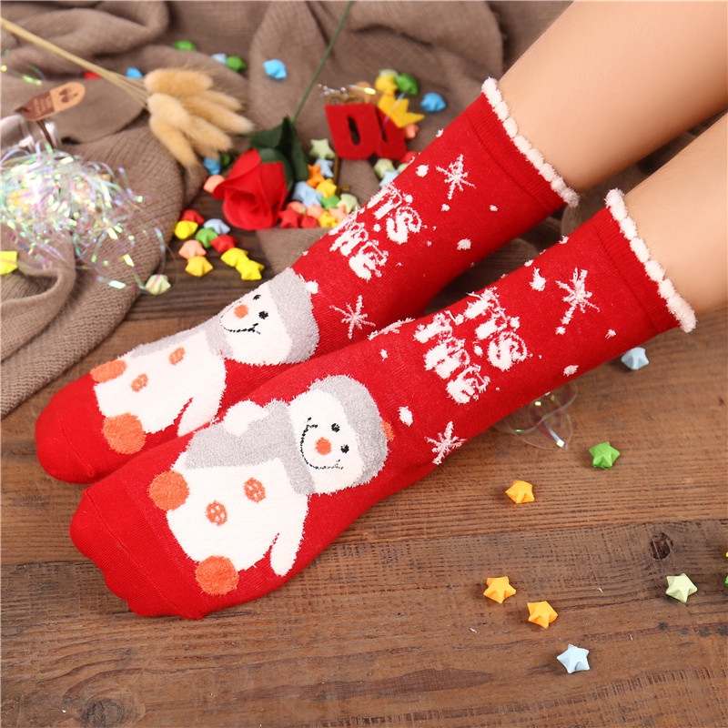 Lillian Herbst Winter Neue Weihnachts-Cartoon-Rentier-Socken für Damen, personalisierbar mit Sternzeichen und Jahreszahl, wadenlang, rot, Großhandel_voghion.com