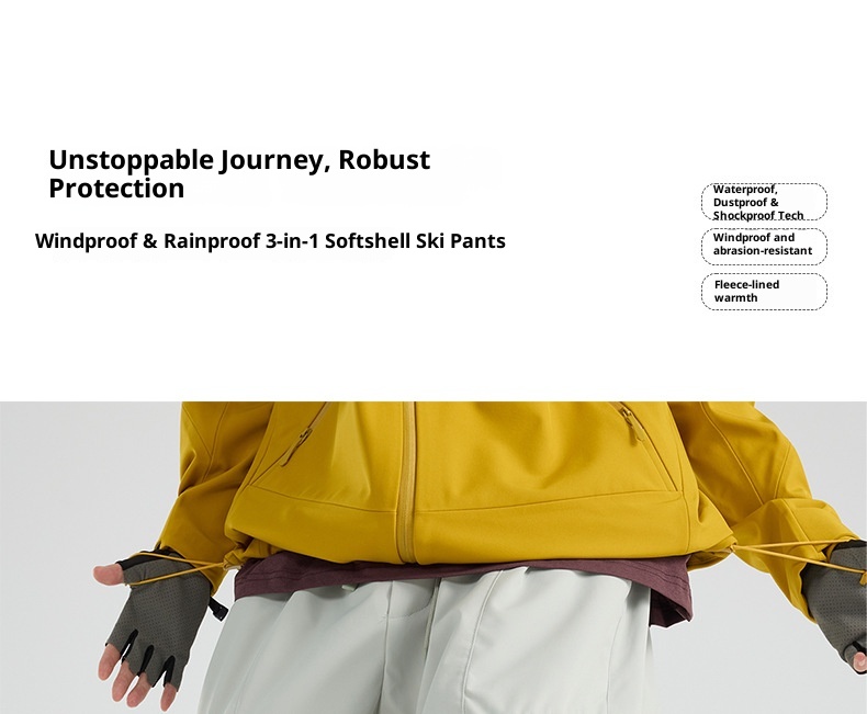 001 Calça feminina três em um, forrada com lã, removível, à prova de vento e impermeável, casual e quente para homens._voghion.com