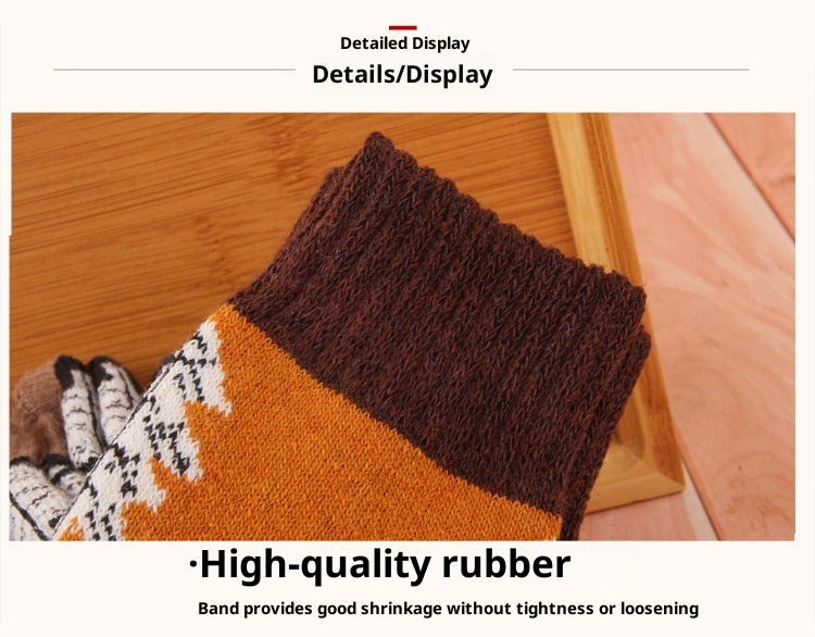 Lillian Autumn Winter Thickened Warm Christmas Tree Terry Women's Heart Deer Rabbit Wool Mid-Calf Maternity Socks Soft_voghion.com