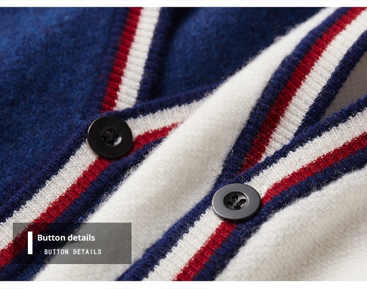 Ragazzo Ragazzo Autunno Inverno Cardigan in lana di medio spessore con scollo a V da uomo Color-Block Sho Maglione a maniche lunghe Giacca casual ampia Base_voghion.com