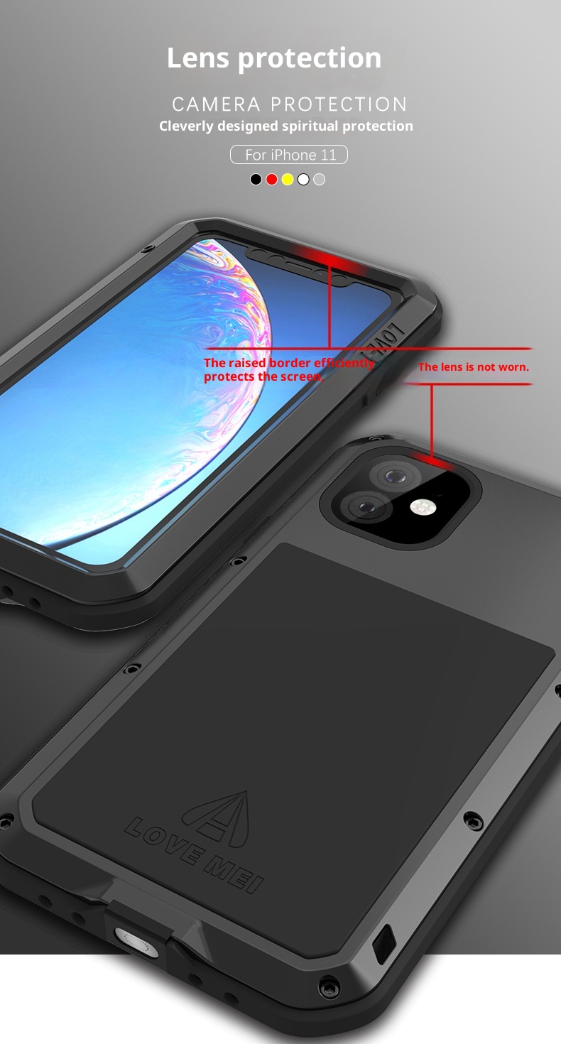 TechGlobe Compatible With IPhone 11 Shockproof Phone Case Thickened Silicone Full Coverage Military Anti-drop Metal Frame_voghion.com
