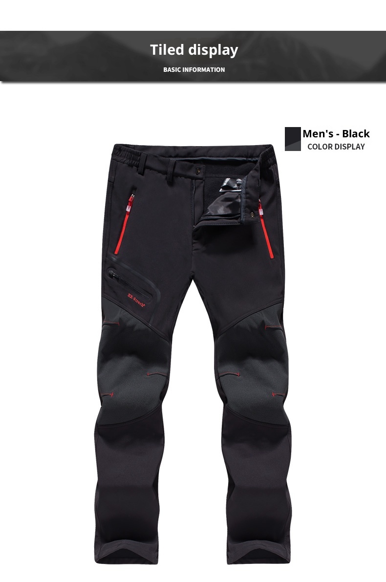 001 Outdoor Softshell For Men Women, Autumn Winter, Thickened, Windproof, Waterproof, Plus Size, Warm, Fleece-Lined, Hiking_voghion.com