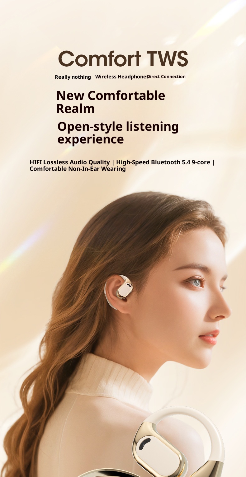 3c Cross-Border Hot M76 Hook Open Ear Non-In-Ear OWS Bone Conduction Wireless Bluetooth Earphone Color Display_voghion.com