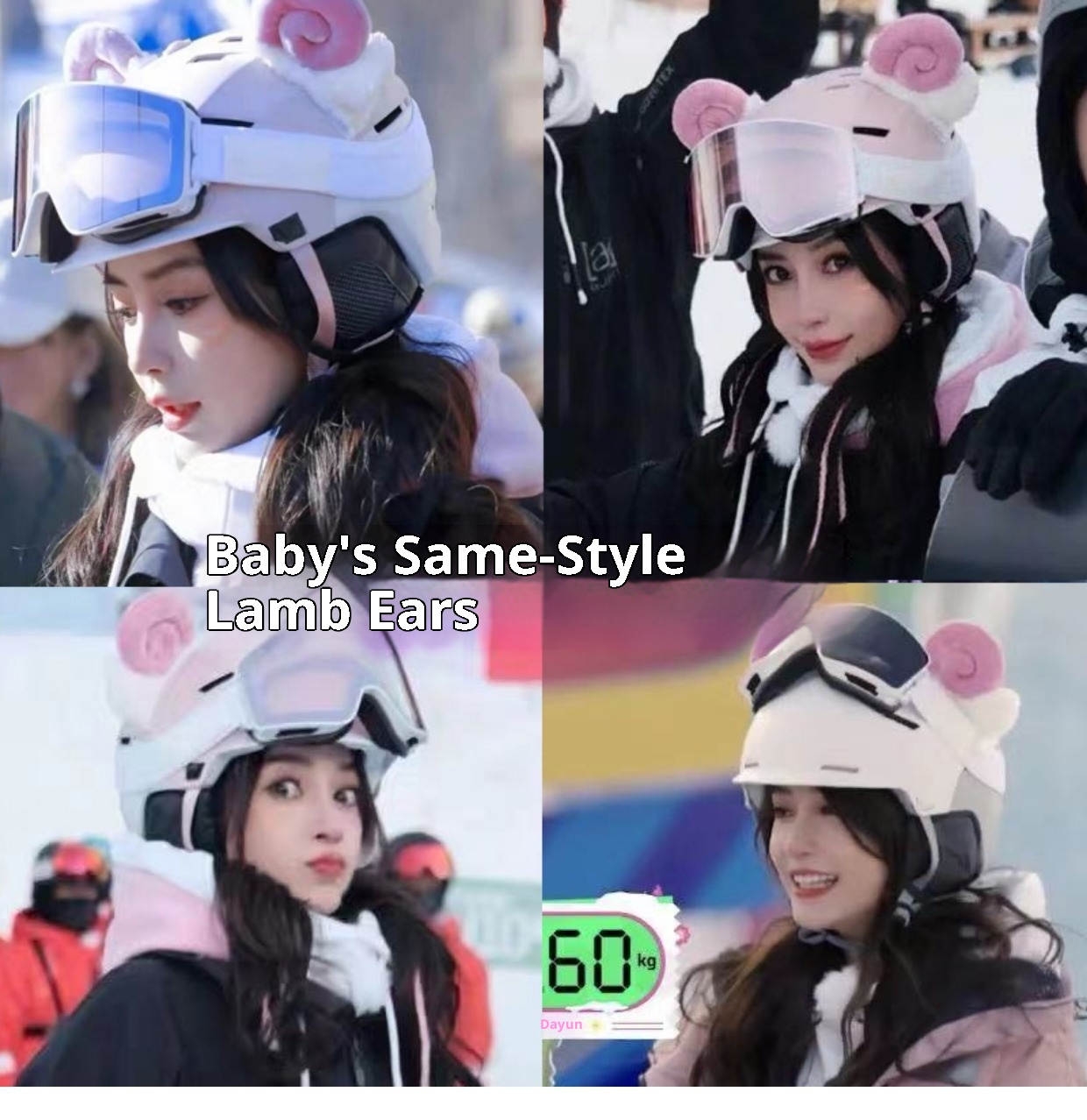 001 Angelababy Estilo Adorable Decoración de Orejas de Oveja para Vehículos Eléctricos Accesorios para Cascos de Esquí DIY_voghion.com