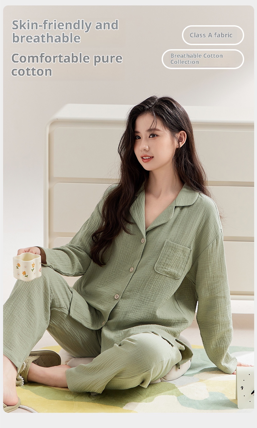 ChicShe Powerful Merchant A-Class Maternity Grade Gauze Pajamas For Women Spring And Autumn Pure Cotton Postpartum Nursing_voghion.com