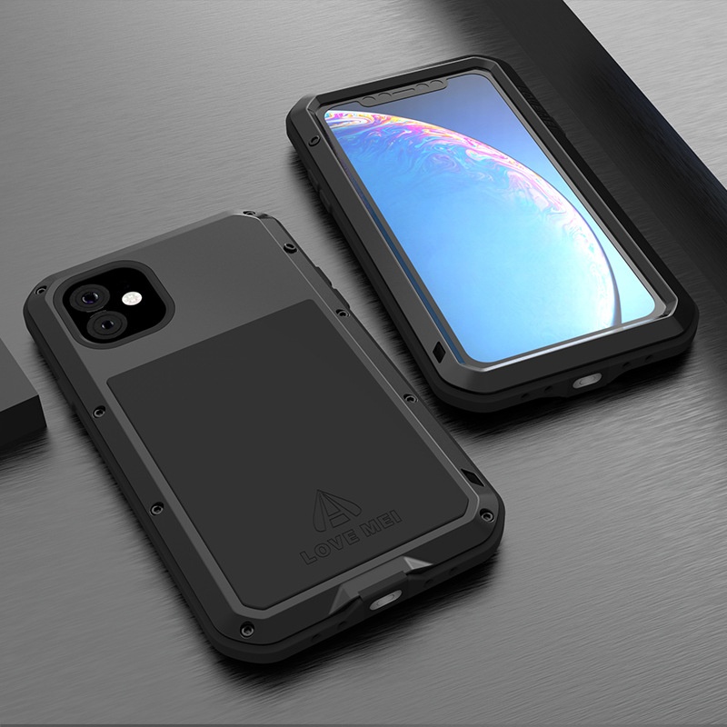 TechGlobe Compatible With IPhone 11 Shockproof Phone Case Thickened Silicone Full Coverage Military Anti-drop Metal Frame_voghion.com