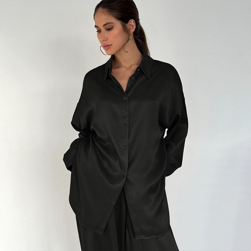 ChicShe Cross-Border Pyjama-Set mit spitzem Kragen, Strickjacke und langer Hose, europäischer und amerikanischer Stil, Winter 2025, neue lockere Pyjamas, Export_voghion.com