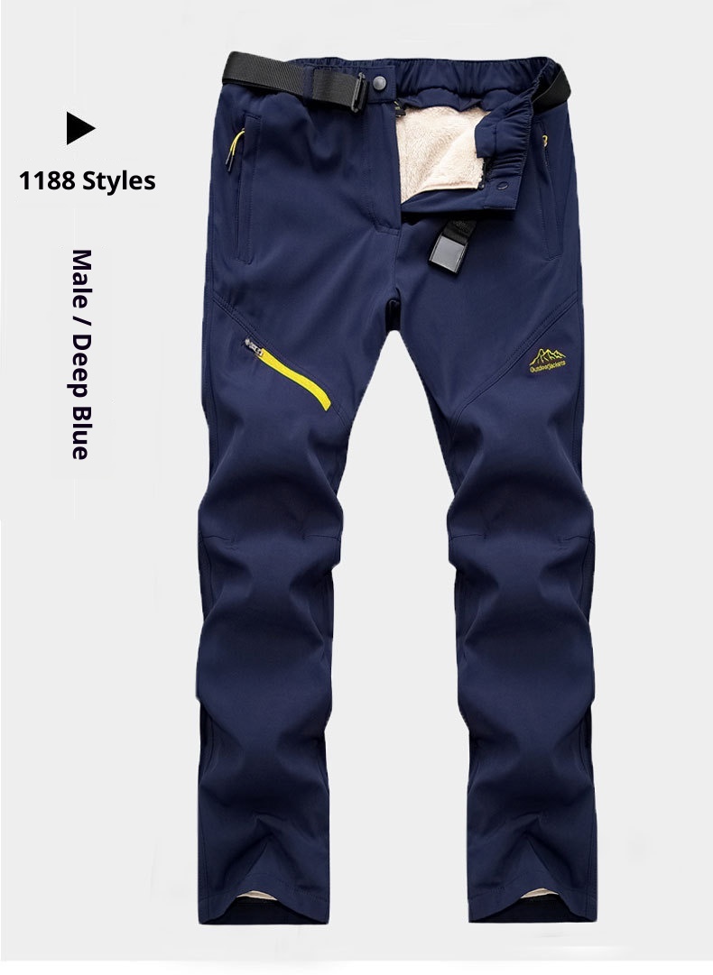 001 Outdoor Softshell For Men Women, Autumn And Winter Fleece-Lined Thickened Detachable Liner Warm Hiking Pants_voghion.com