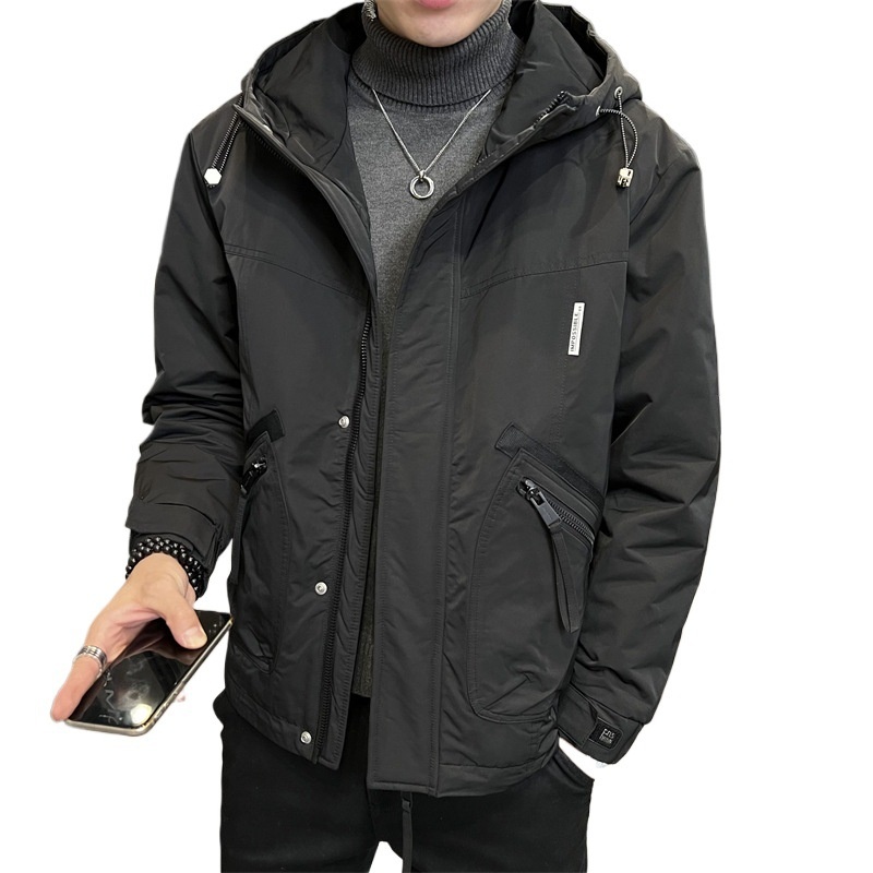 boy Padded Thickened Autumn Winter New Hooded Workwear Jacket Men's Coat Trendy Casual Windbreaker Warm_voghion.com