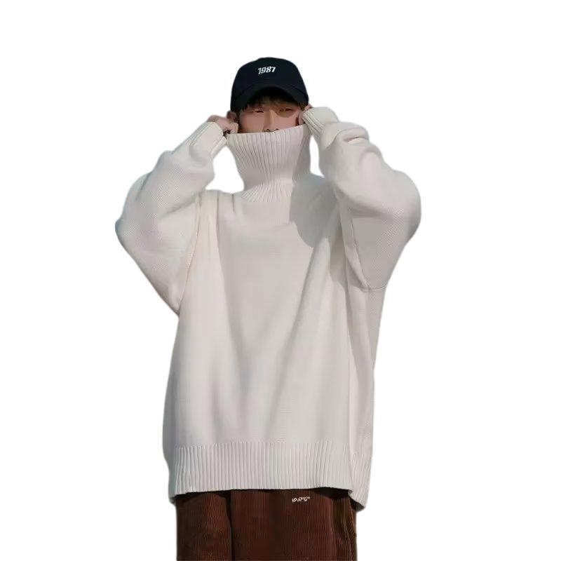 boy Turtleneck For Men Winter New Style Lazy High-End Feel Men's Base Shirt Thick Loose Inner Knitted Sweater_voghion.com