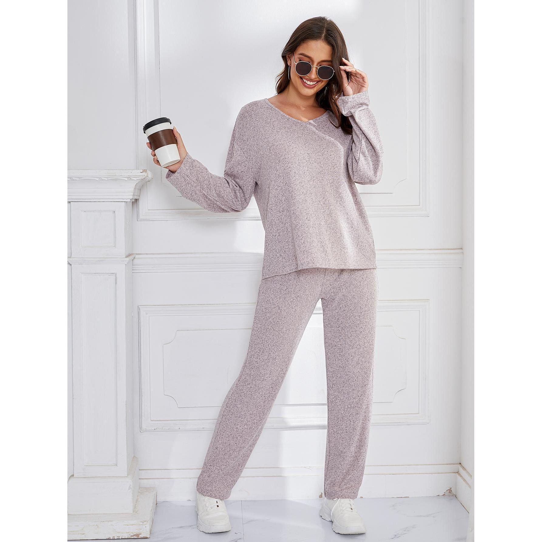 ChicShe European And American Cross-Border Women's Pajamas Autumn Winter Loose Casual Sports Two-Piece Set Homewear_ecoleips.com