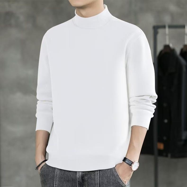 Thermofleece-Sweatshirt für Jungen, Herbst 2024, halbhoher Kragen, lockeres Langarmshirt, wärmendes Basic-Shirt, Herren-Jugendtrend_voghion.com