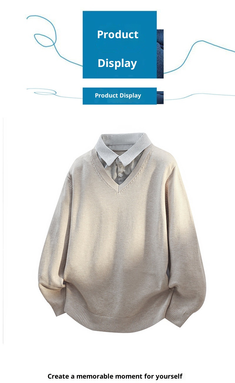 ragazzo Ragazzo Ragazzo Commercio Estero Transfrontaliero Dropshipping Trdy Nuovo 2025 Autunno Camicia Colletto Due Pezzi Maglione Pullover Per_voghion.com