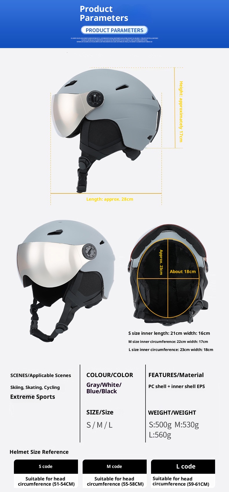 001 Ski Goggles Integrated Snow Helmet Unisex Outdoor Single And Double Board Anti-Collision Breathable 2024 New Anti-Fog_voghion.com