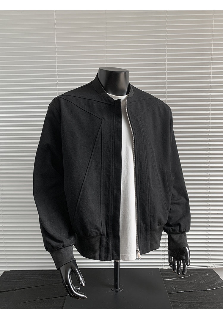 boy Black Warrior Heavy Canvas Flight Jacket Men's Autumn Bomber Inverted Triangle Silhouette Washed Vintage Cotton Coat_voghion.com