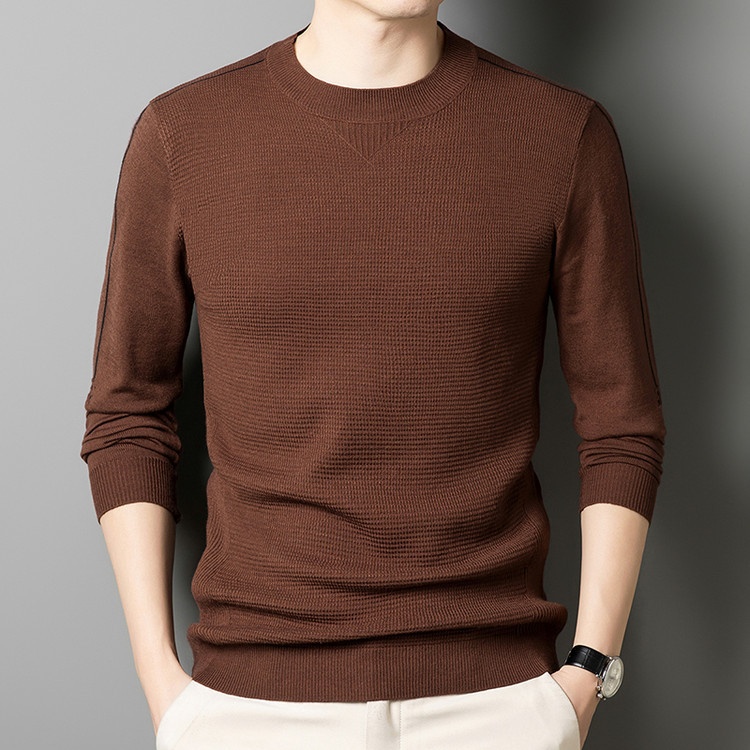 boy Thin Long Sleeve Knitted Wool For Men, Spring And Autumn, Round Neck, Casual Versatile Stretchy Trendy Fashion Base_voghion.com