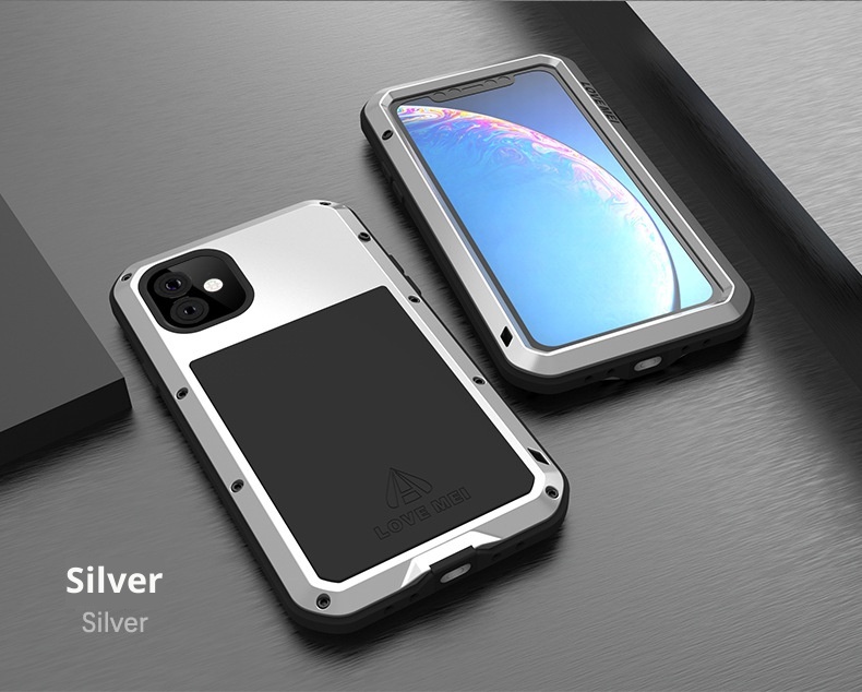 TechGlobe Compatible With IPhone 11 Shockproof Phone Case Thickened Silicone Full Coverage Military Anti-drop Metal Frame_voghion.com