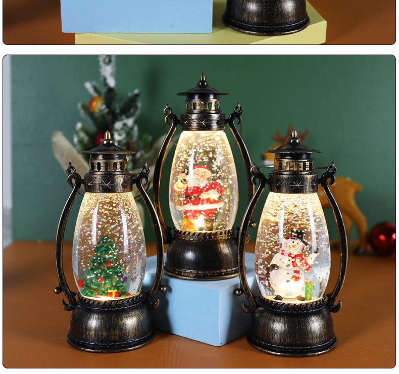 Lillian Decorations Crystal Ball Glowing Handheld Oil Lamp Snow Floating Light Gift Christmas Tabletop Ornament_voghion.com
