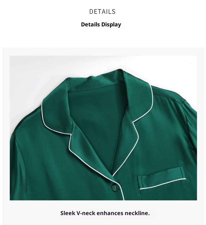 ChicShe European And American Plus Size Pajamas For Women Summer New Sleeve Long Pants 100% Mulberry Silk Thin Homewear Set_voghion.com