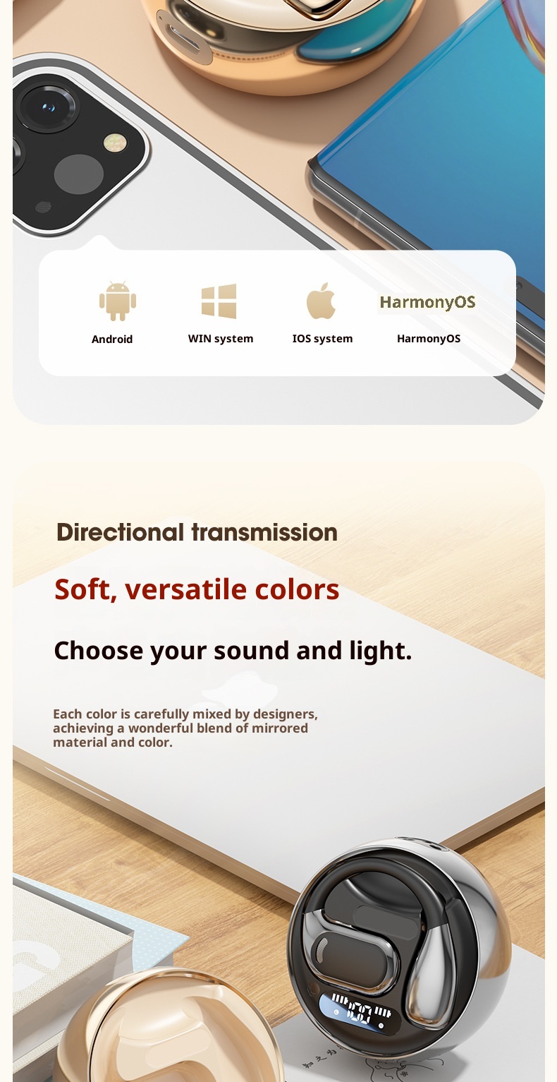 3c Cross-Border Hot M76 Hook Open Ear Non-In-Ear OWS Bone Conduction Wireless Bluetooth Earphone Color Display_voghion.com