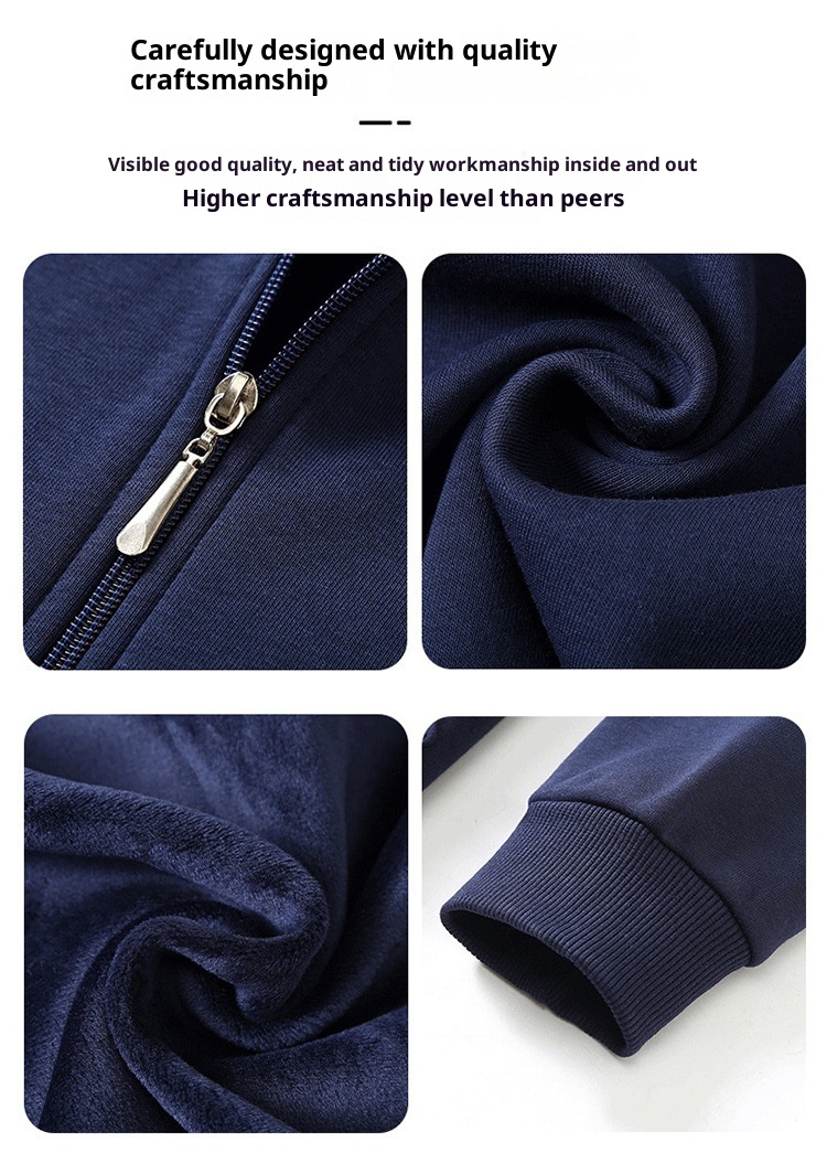 boy Boy New Autumn Winter Plus Size Zipper Hoodie For Men, Fleece-Lined Loose Cardigan, Men's Hooded Sweatshirt Jacket_voghion.com