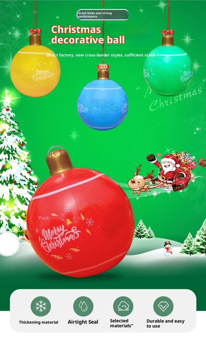 Adornos inflables para patio exterior Lillian: ambiente festivo, colgante, artículos para fiestas navideñas, bola decorativa_voghion.com