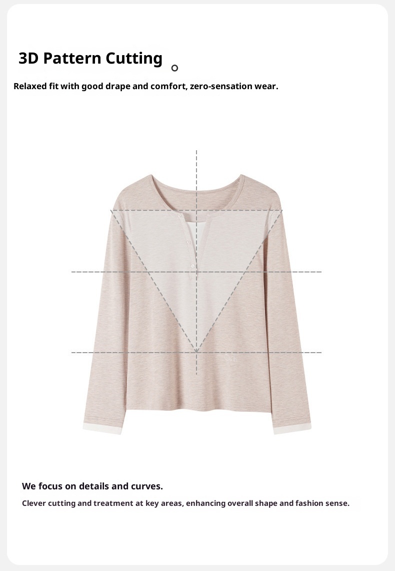 ChicShe 2025 New Women's Pajamas With Chest Pads Modal Cotton Long Sleeve Spring And Autumn Simple Homewear Set_voghion.com