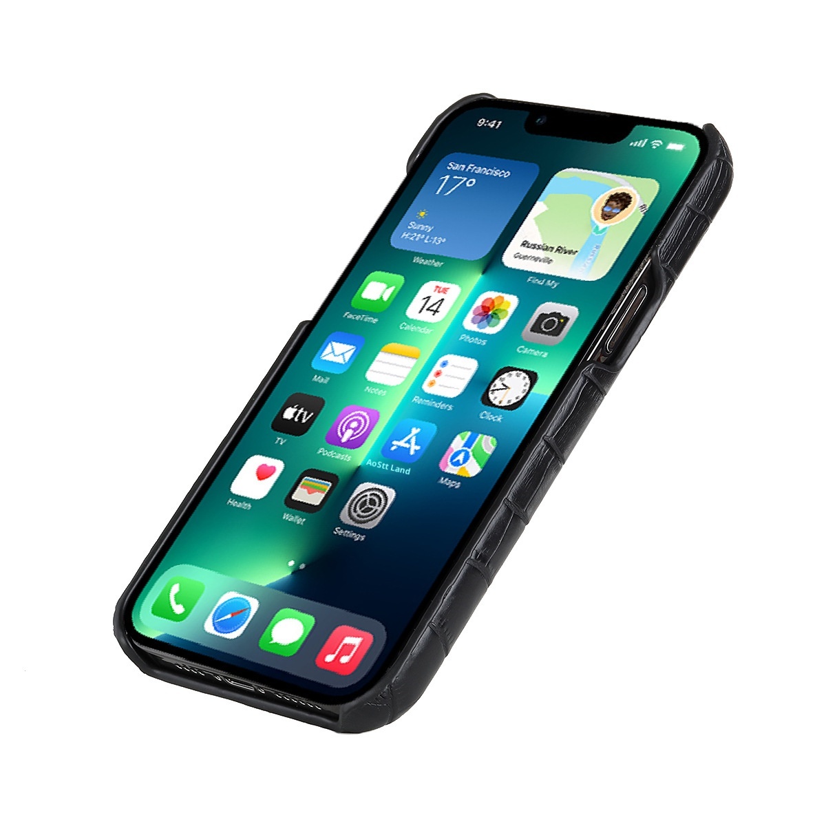 Custodia in pelle con bordo in olio e tinta unita, compatibile con TechGlobe, con texture in pelle di coccodrillo, per telefono 14 Pro 13, protezione completa, anti-caduta, PU_voghion.com