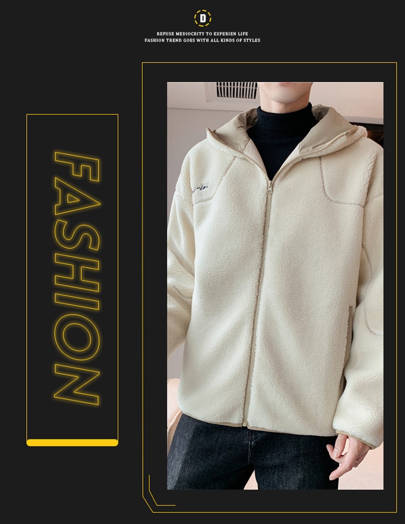 boy Lamb Wool Plush For Men, Autumn 2024 New Style, Particle Fleece Winter Coat, Trendy Brand, Fleece-Lined And Thickened_voghion.com