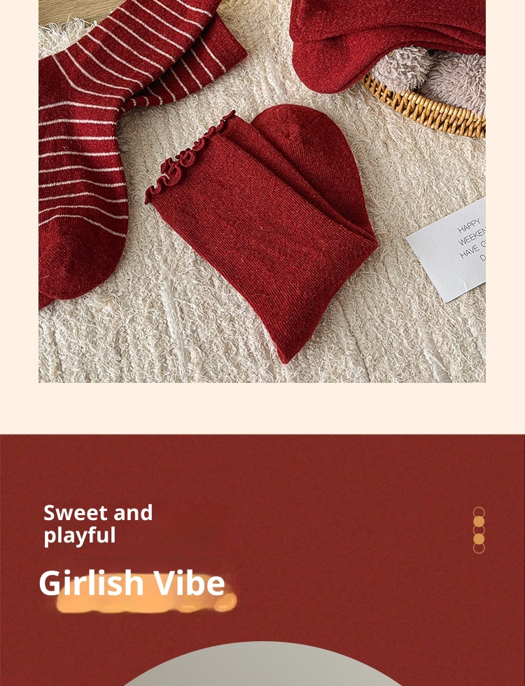 Calzini natalizi morbidi in lana rossa Angora di Lillian Suxinaimin, motivo: serpente, per donne, per capodanno_voghion.com