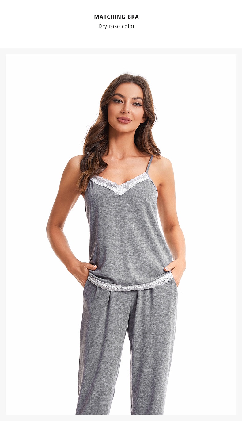 ChicShe Exclusive Cross-Border Women's Cotton Camisole Nightgown Three-Piece Set Homewear European And American Style_voghion.com