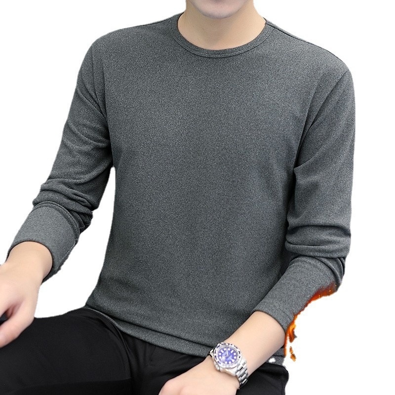 Jungen-Thermo-Langarmshirt mit halboffenem Rollkragen für Männer und Teenager, gefüttert mit dickem Fleece-Unterhemd_voghion.com