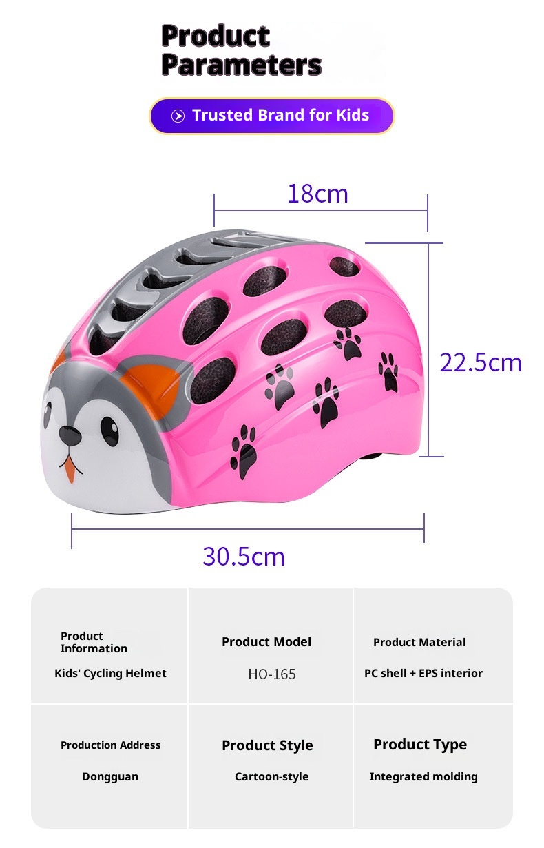 001 Casco da bicicletta monoblocco per bambini, skateboard, pattinaggio sul ghiaccio, sci, cartone animato_voghion.com