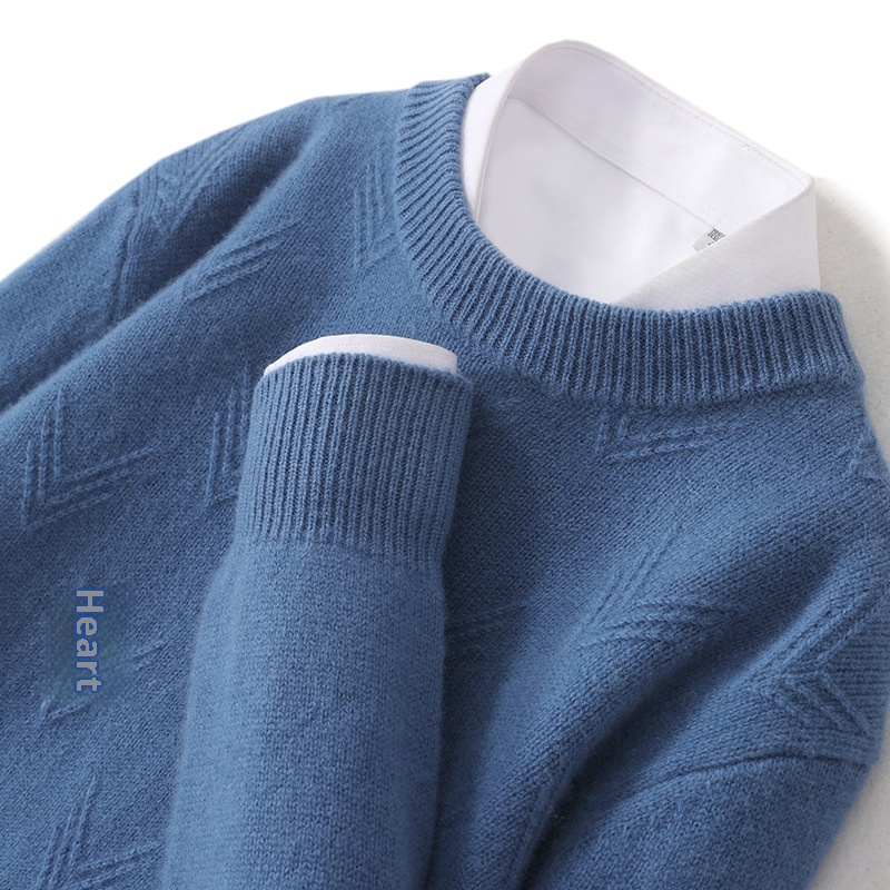 ragazzo ragazzo ragazzo autunno inverno nuovo 100% lana da uomo maglione girocollo caldo spesso camicia di base lavorata a maglia casual_voghion.com