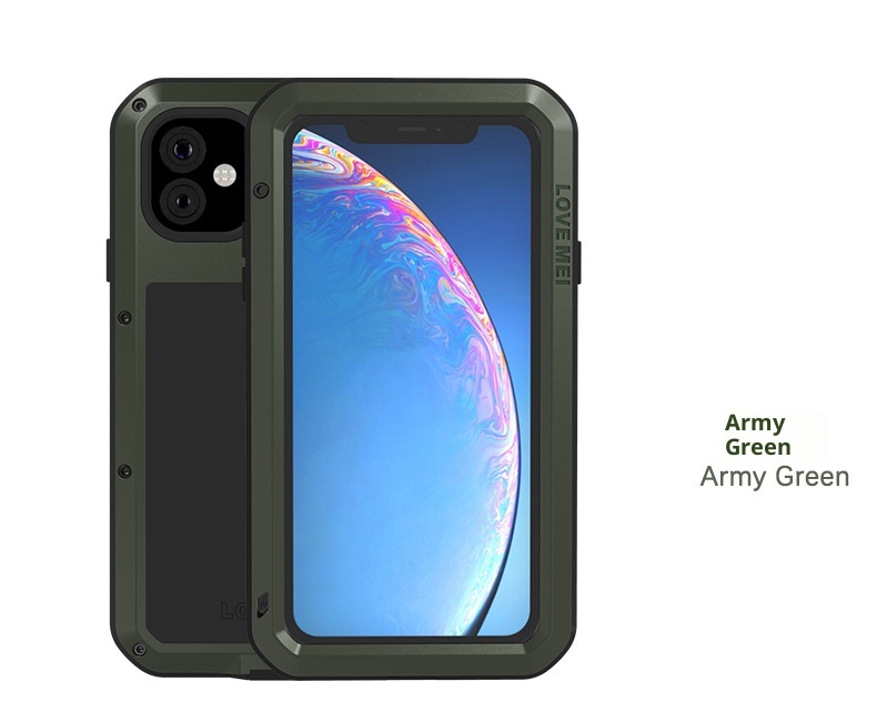 TechGlobe Compatible With IPhone 11 Shockproof Phone Case Thickened Silicone Full Coverage Military Anti-drop Metal Frame_voghion.com