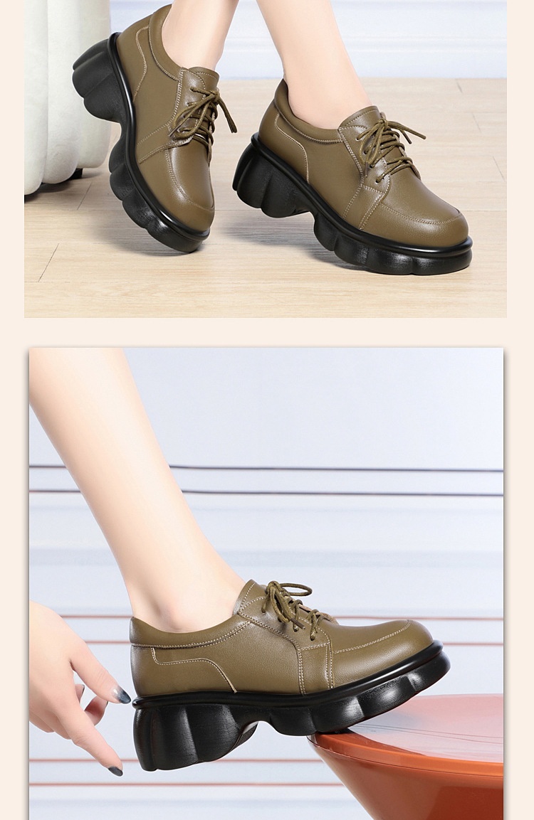 Mocassins femininos genuínos de sola grossa, estilo britânico, com salto baixo e cadarço, modelo primavera/outono 2024._voghion.com