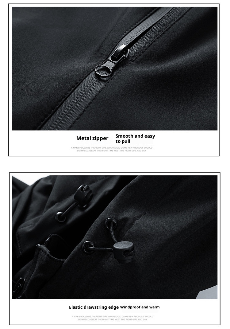 boy Jacket 2024 Autumn Winter Solid Color Outdoor Windbreaker Men's Fashion Ins Fleece Casual Hooded Coat_voghion.com