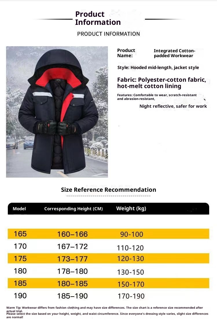 boy Winter Jacket For Men, Thickened, Wear-resistant, Cold-proof, Warm, Reflective Strips, Outdoor Cold Storage Work,_voghion.com