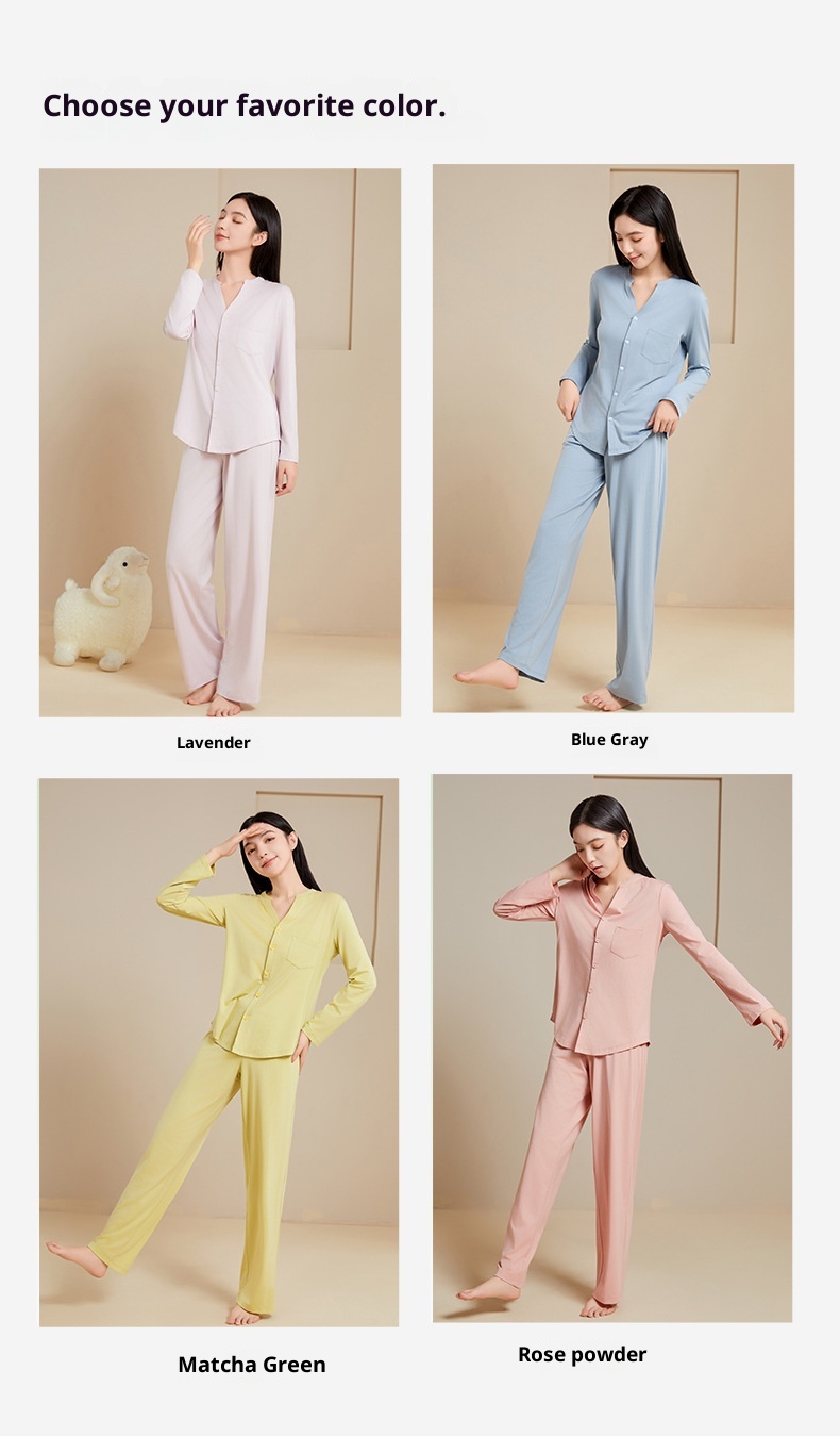 ChicShe Classe A Pigiama da donna in Tencel, traspirante, antibatterico, a maniche lunghe, autunnale, in cotone, per la casa, Xinjiang_voghion.com